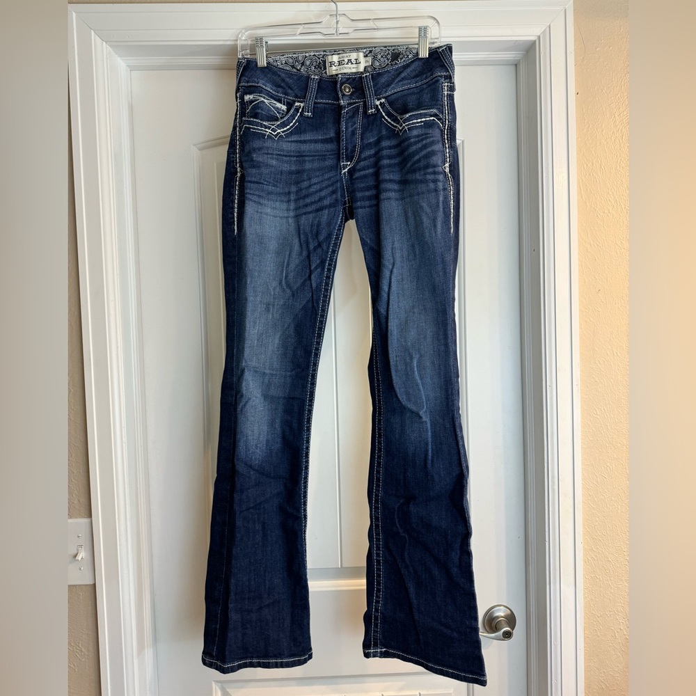 Ariat R.E.A.L. Mid Rise Stretch Entwined Boot Cut Jean in 27R